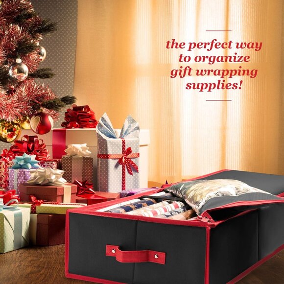 Gift‎ Wrap Organizer, Christmas Wrapping Paper Storage Bag w/Useful Pockets - Picture 3 of 8